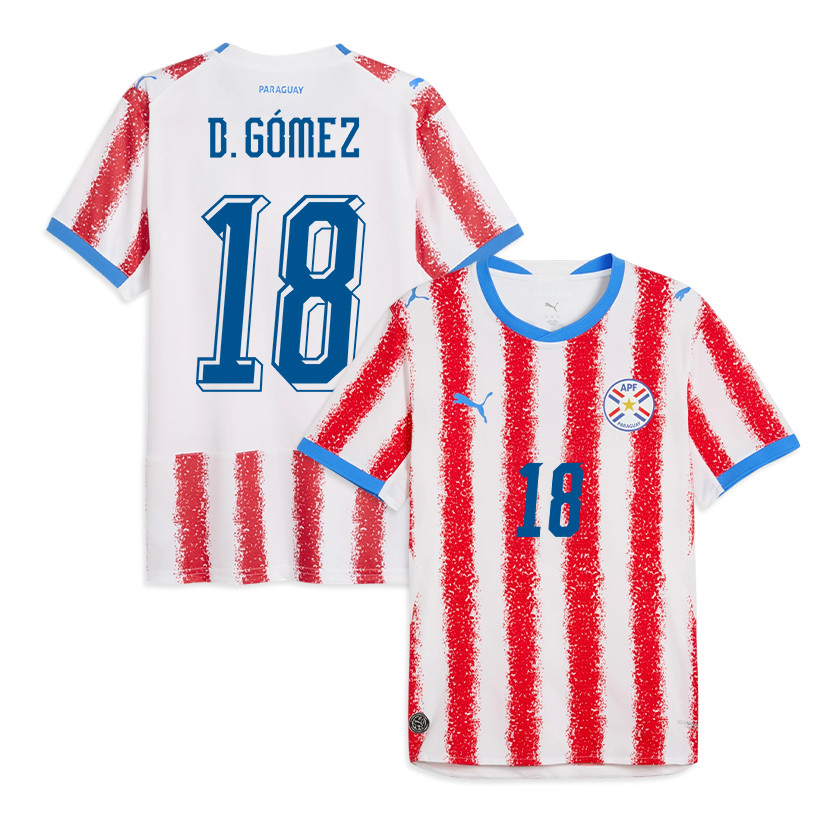 Diego Gómez 18 Paraguay National Team 2026 Home Jersey - White/Red, Men - Jersey Teams