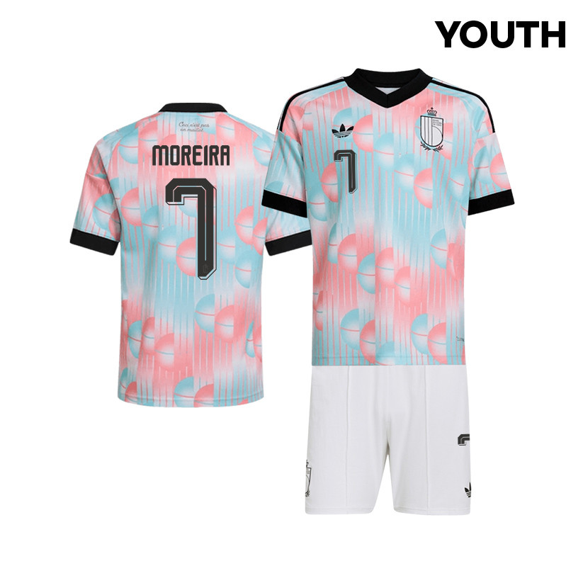 Diego Moreira 7 Belgium 2026 YOUTH Away Jersey & Shorts Set - Light Blue - Jersey Teams