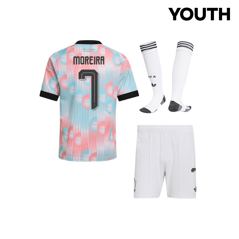 Diego Moreira 7 Belgium 2026 YOUTH Away Kit Set – Light Blue - Jersey Teams