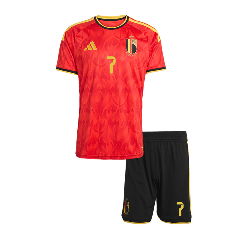 Diego Moreira 7 Belgium 2026 YOUTH Home Jersey & Shorts Set - Red/Black - Jersey Teams
