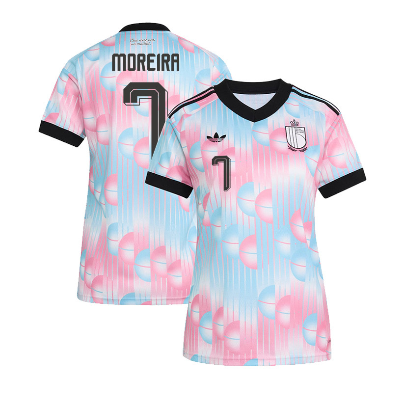 Diego Moreira 7 Women's Belgium National Team 2026 Away Jersey - Light Blue - Jersey Teams