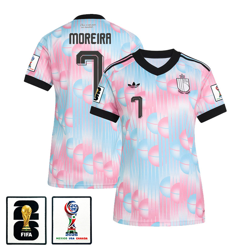 Diego Moreira 7 Women’s Belgium National Team 2026 Away Jersey – Light Blue – Jersey Teams