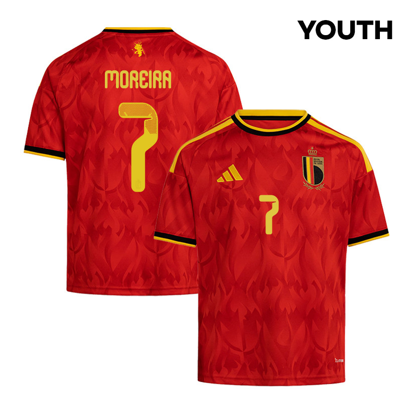 Diego Moreira 7 Youth Belgium National Team 2026 Home Jersey - Red - Jersey Teams