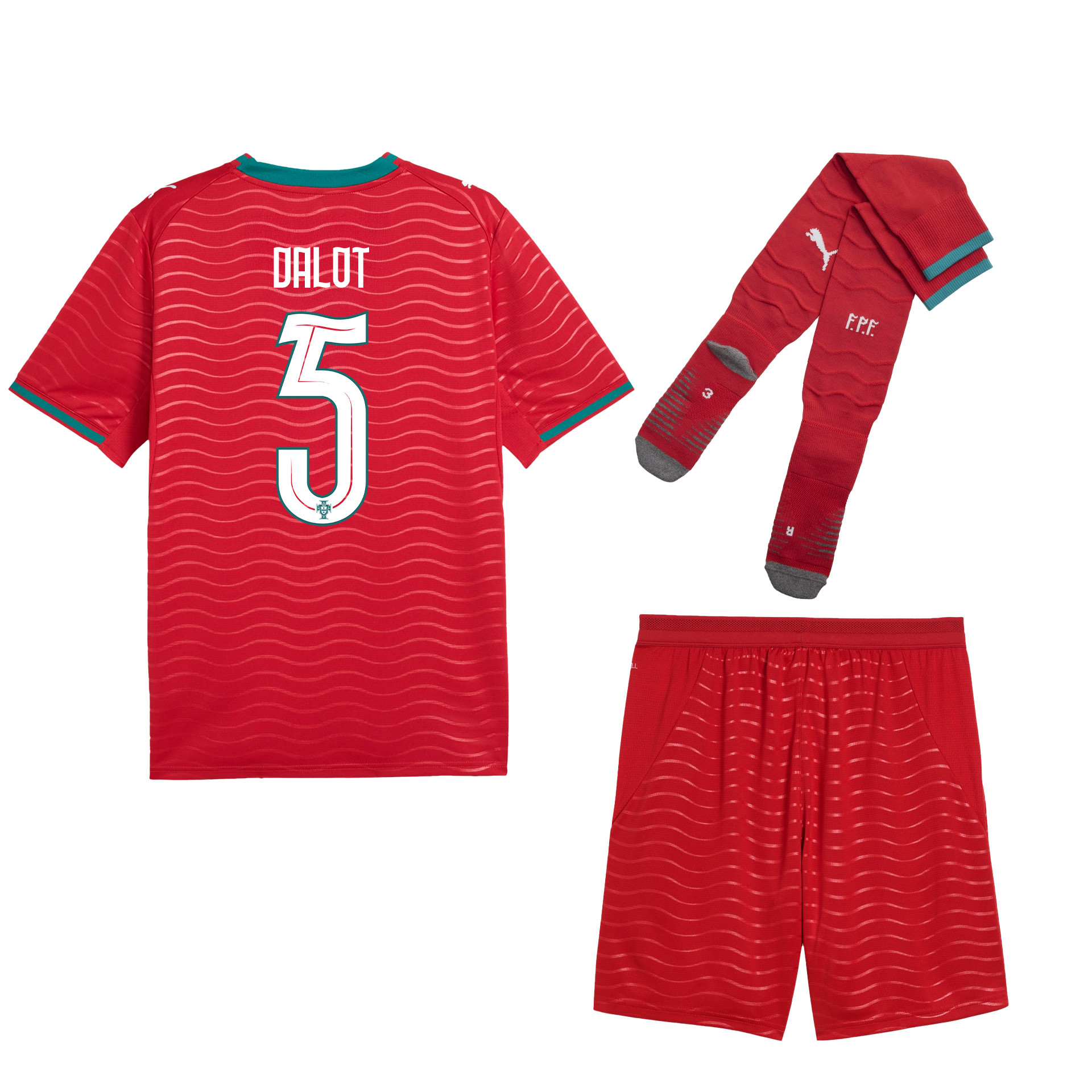 Diogo Dalot 5 Portugal 2026 Home Men Kit Set – Red - Jersey Teams