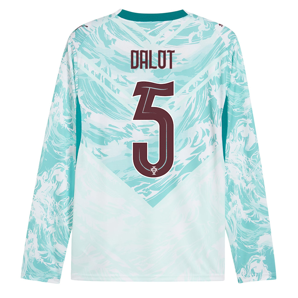 Diogo Dalot 5 Portugal National Team 2026 Away Long Sleeve Jersey - White - Jersey Teams