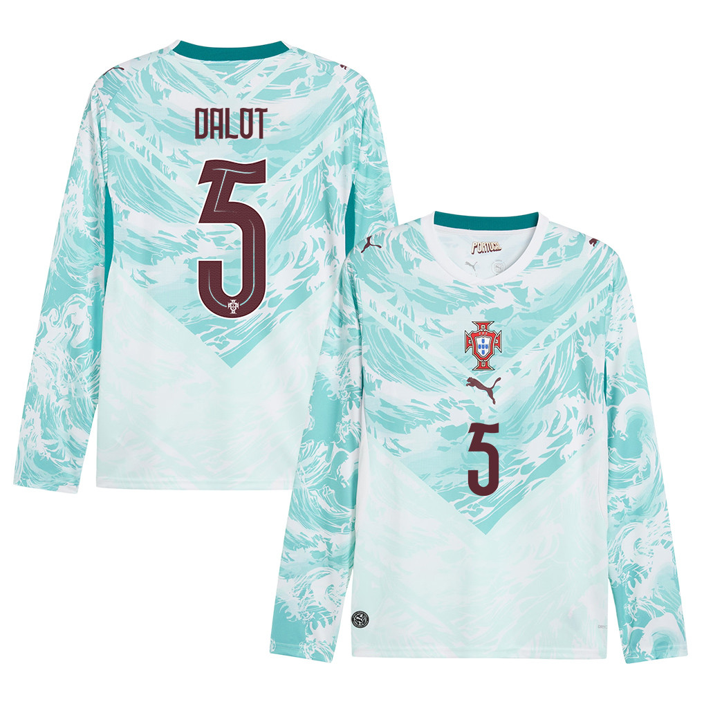 Diogo Dalot 5 Portugal National Team 2026 Away Long Sleeve Jersey - White - Jersey Teams