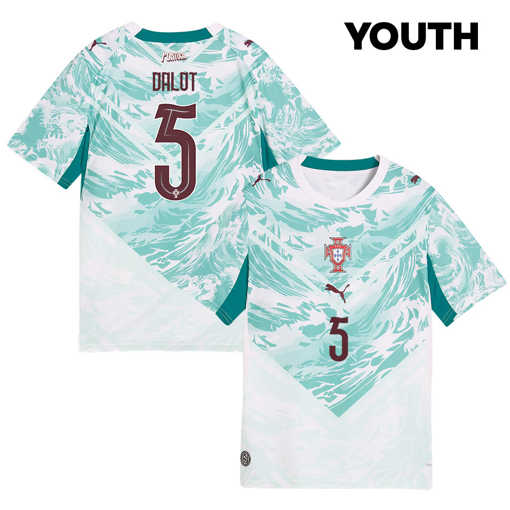 Diogo Dalot 5 Youth Portugal National Team 2026 Away Jersey - White - Jersey Teams