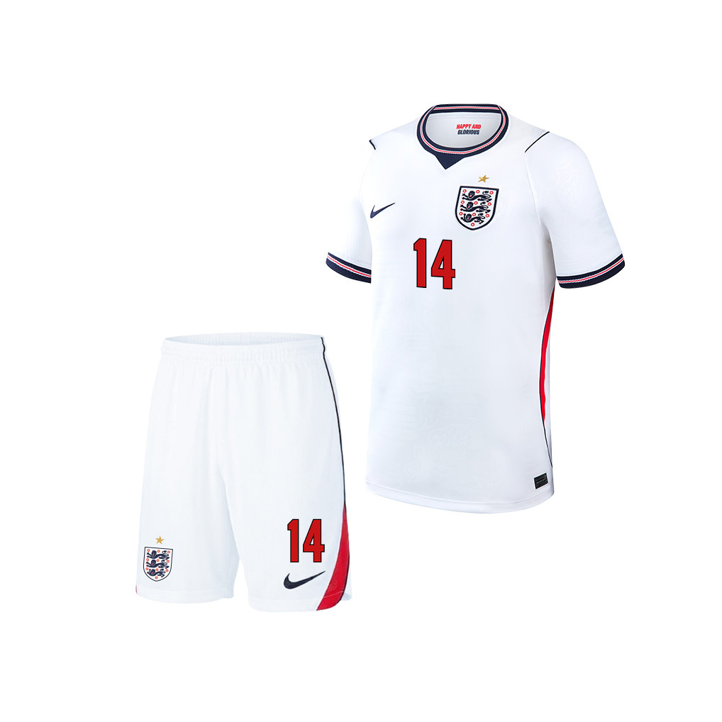 Djed Spence 14 England 2026 YOUTH Home Jersey & Shorts Set - White - Jersey Teams
