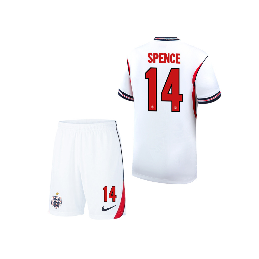 Djed Spence 14 England 2026 YOUTH Home Jersey & Shorts Set - White - Jersey Teams