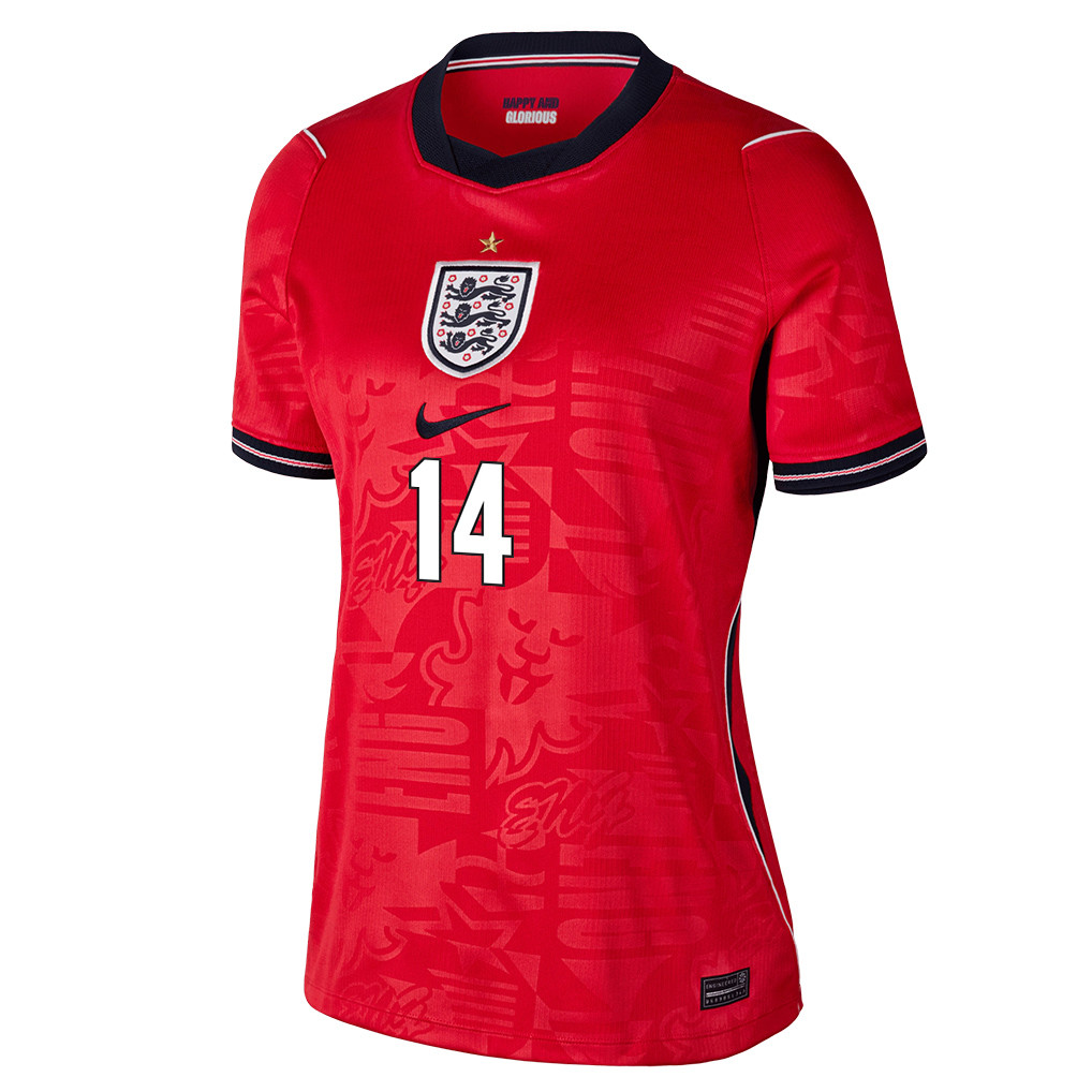 Djed Spence 14 Women's England National Team 2026 Away Jersey - Red - Jersey Teams
