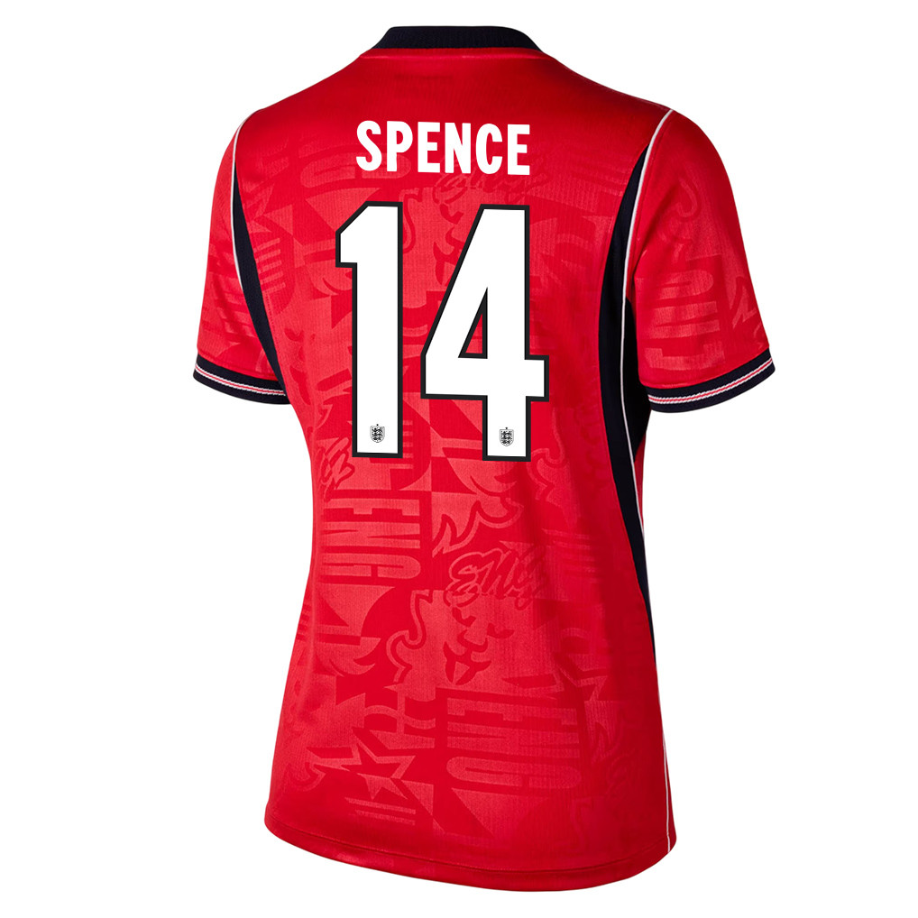 Djed Spence 14 Women's England National Team 2026 Away Jersey - Red - Jersey Teams