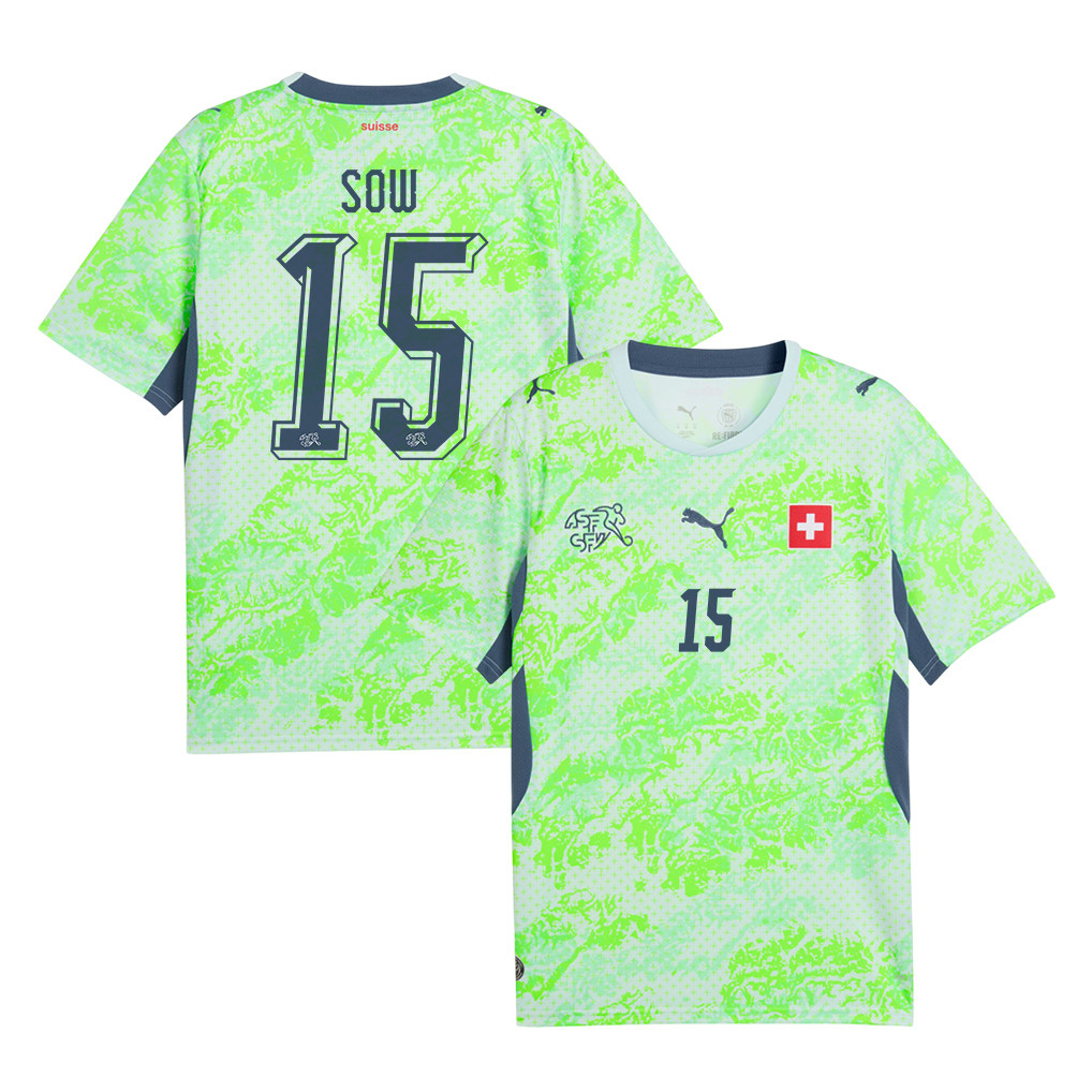Djibril Sow 15 Switzerland National Team 2026 Away Jersey - Men, Green - Jersey Teams