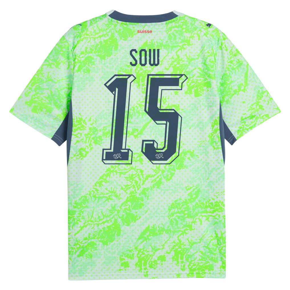 Djibril Sow 15 Switzerland National Team 2026 Away Jersey - Men, Green - Jersey Teams