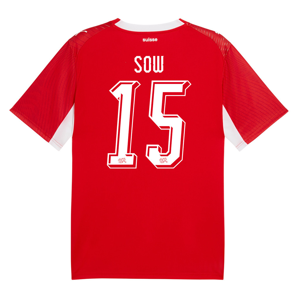 Djibril Sow 15 Switzerland National Team 2026 x World Cup Patch Home Jersey - Red, Men - Jersey Teams