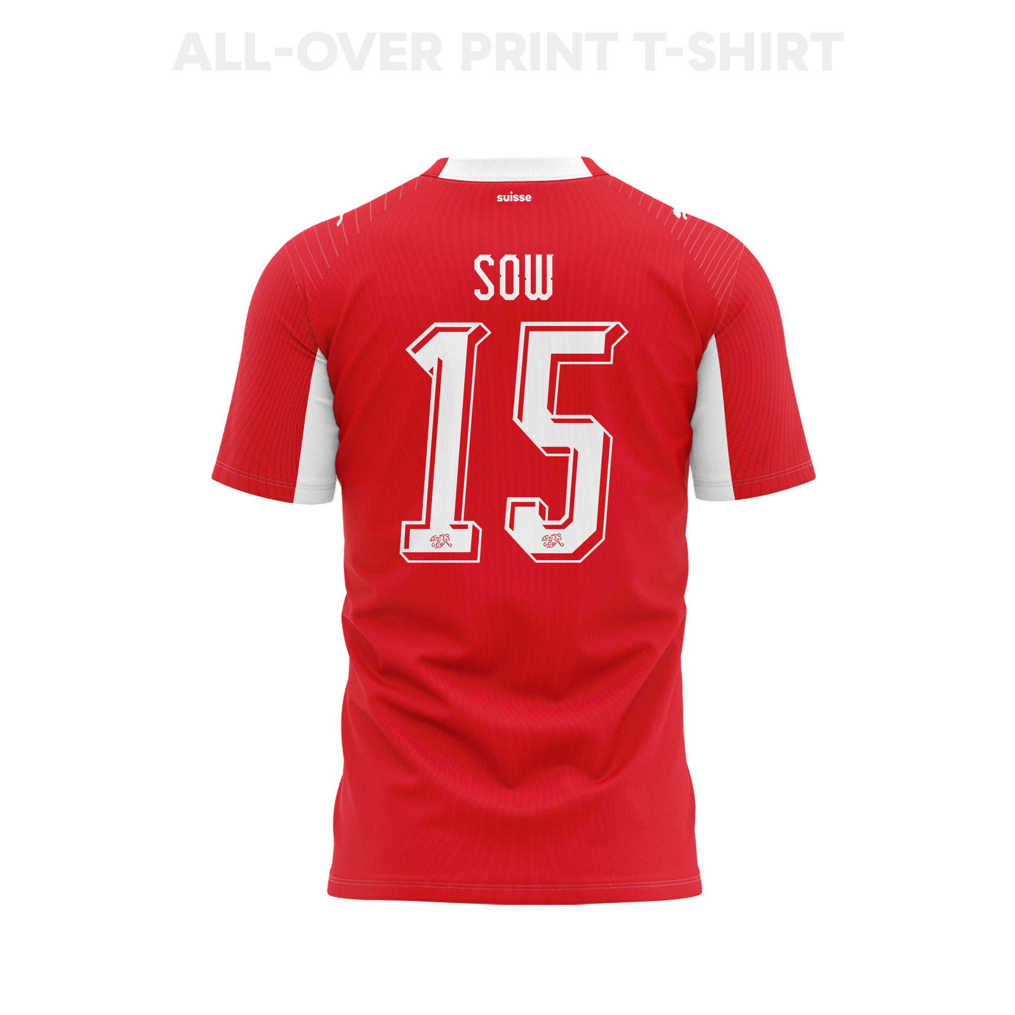 Djibril Sow 15 Youth Switzerland 2026 Home 3D T-shirt Fully Printed – Red - Jersey Teams