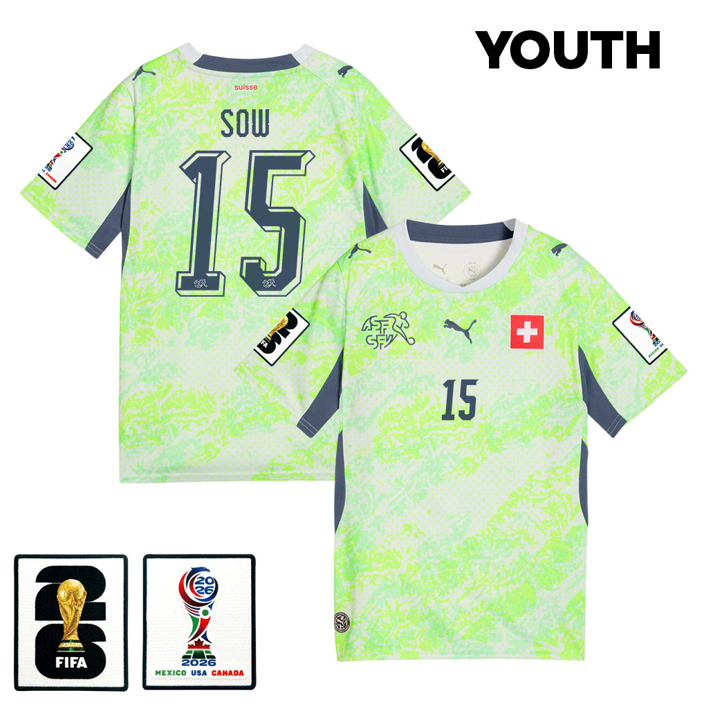 Djibril Sow 15 Youth Switzerland National Team 2026 Away Jersey - Green - Jersey Teams