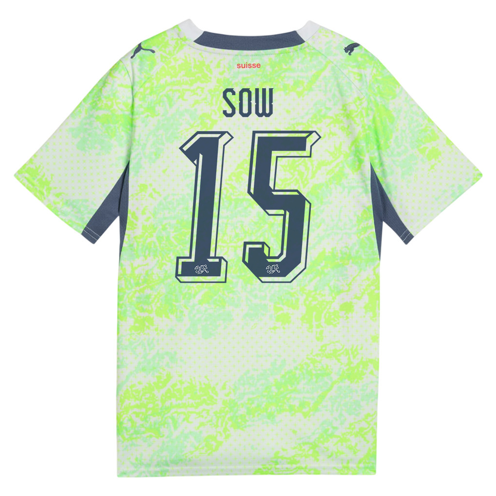 Djibril Sow 15 Youth Switzerland National Team 2026 Away Jersey - Green - Jersey Teams