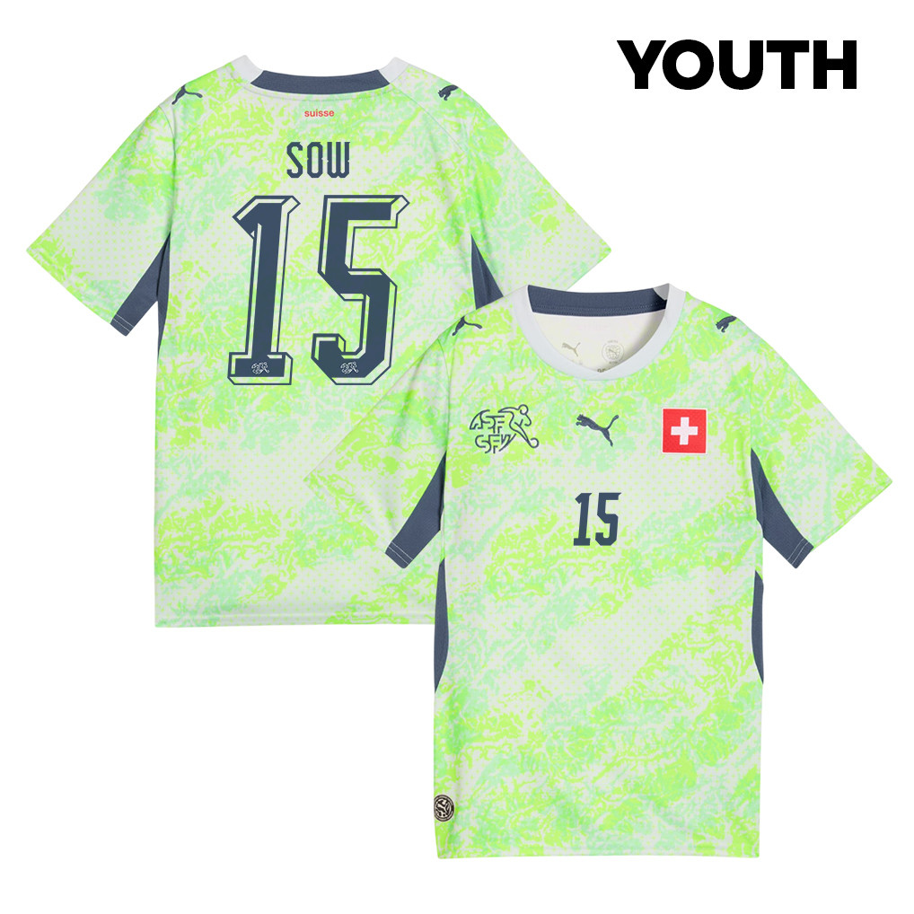 Djibril Sow 15 Youth Switzerland National Team 2026 Away Jersey - Green - Jersey Teams