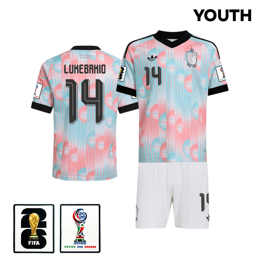 Dodi Lukebakio 14 Belgium 2026 YOUTH Away Jersey & Shorts Set - Light Blue - Jersey Teams