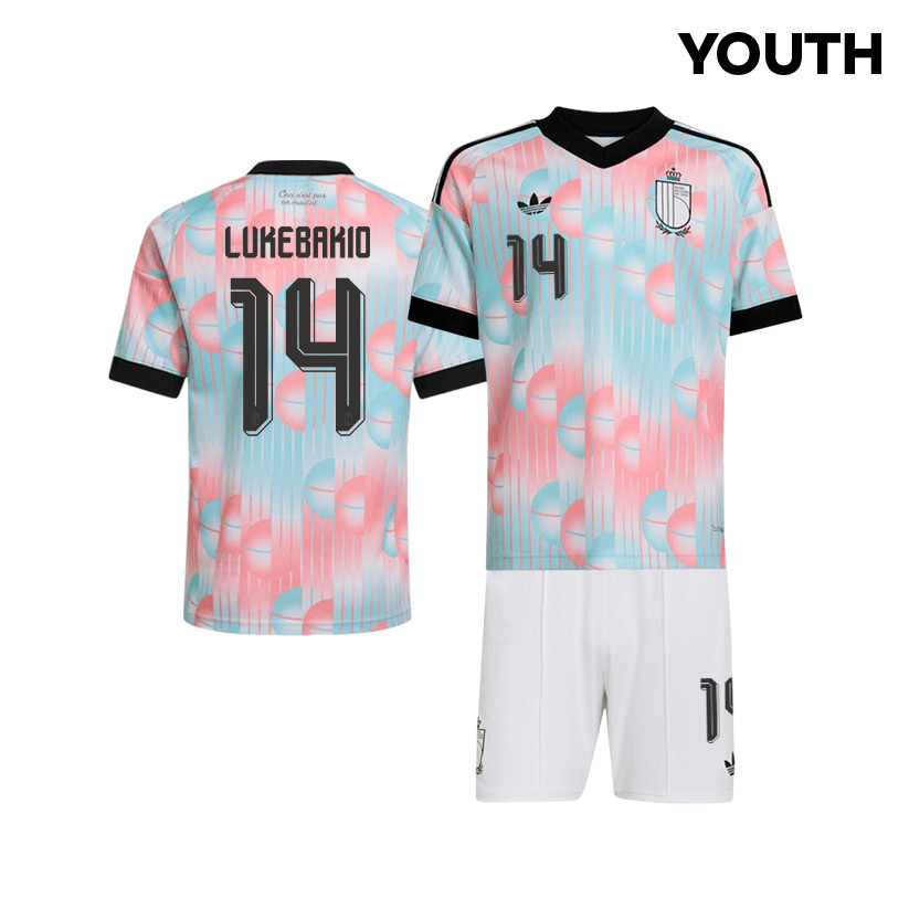 Dodi Lukebakio 14 Belgium 2026 YOUTH Away Jersey & Shorts Set - Light Blue - Jersey Teams