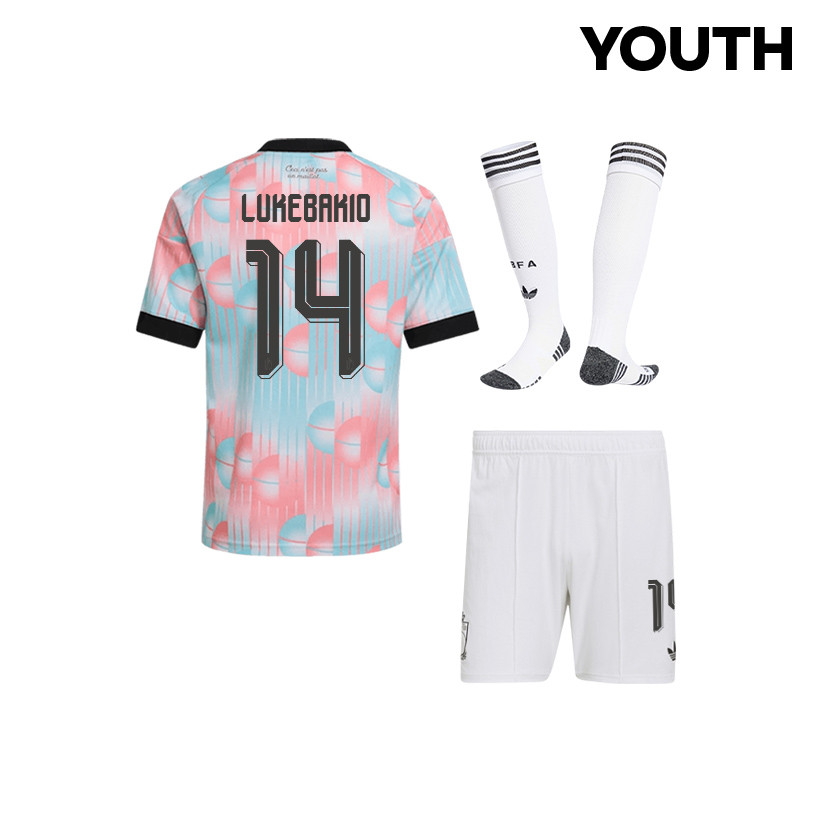 Dodi Lukebakio 14 Belgium 2026 YOUTH Away Kit Set – Light Blue - Jersey Teams