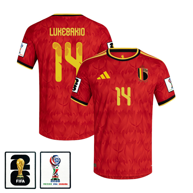 Dodi Lukebakio 14 Belgium National Team 2026 x World Cup Patch Home Jersey - Red, Men - Jersey Teams