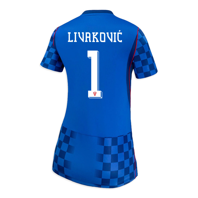 Dominik Livaković 1 Women's Croatia National Team 2026 Away Jersey - Blue - Jersey Teams