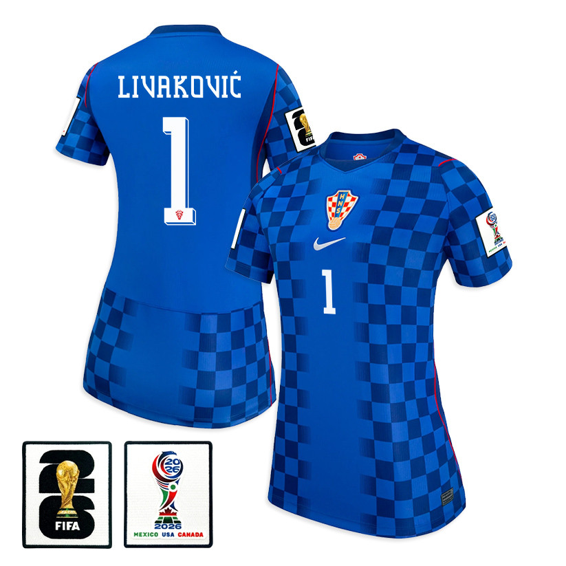 Dominik Livaković 1 Women's Croatia National Team 2026 Away Jersey - Blue - Jersey Teams