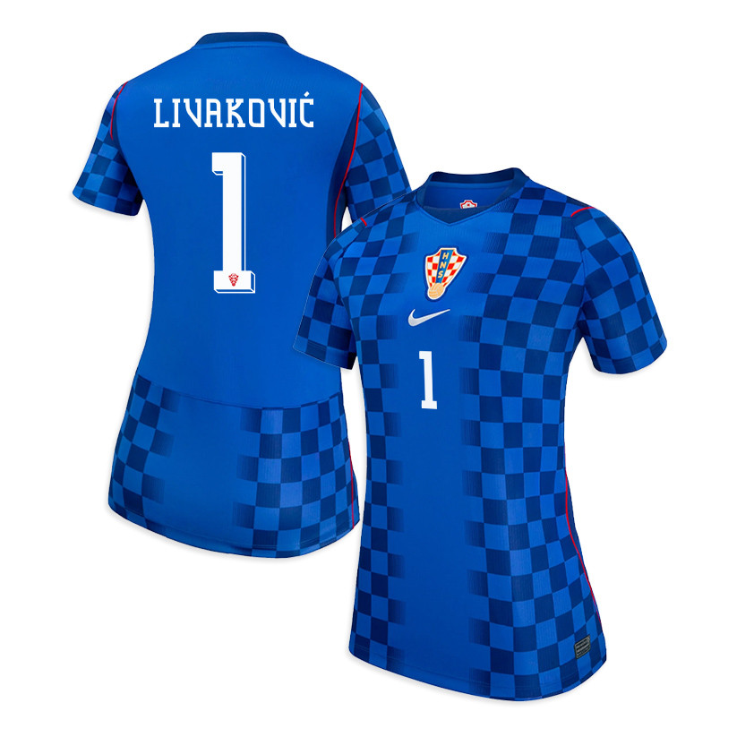 Dominik Livaković 1 Women's Croatia National Team 2026 Away Jersey - Blue - Jersey Teams
