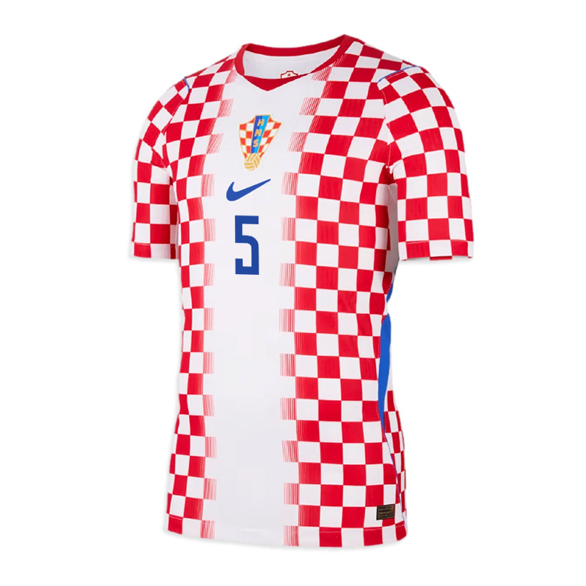 Duje Ćaleta-Car 5 Croatia National Team 2026 x World Cup Patch Home Jersey - Men, White/ Red - Jersey Teams