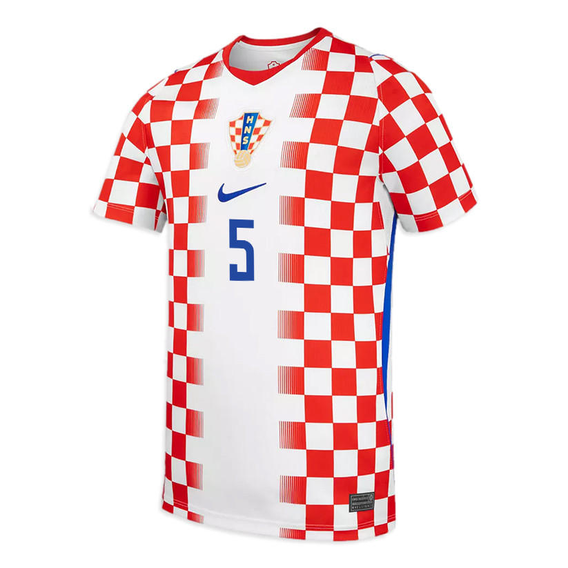 Duje Ćaleta-Car 5 Youth Croatia National Team 2026 Home Jersey - White/ Red - Jersey Teams