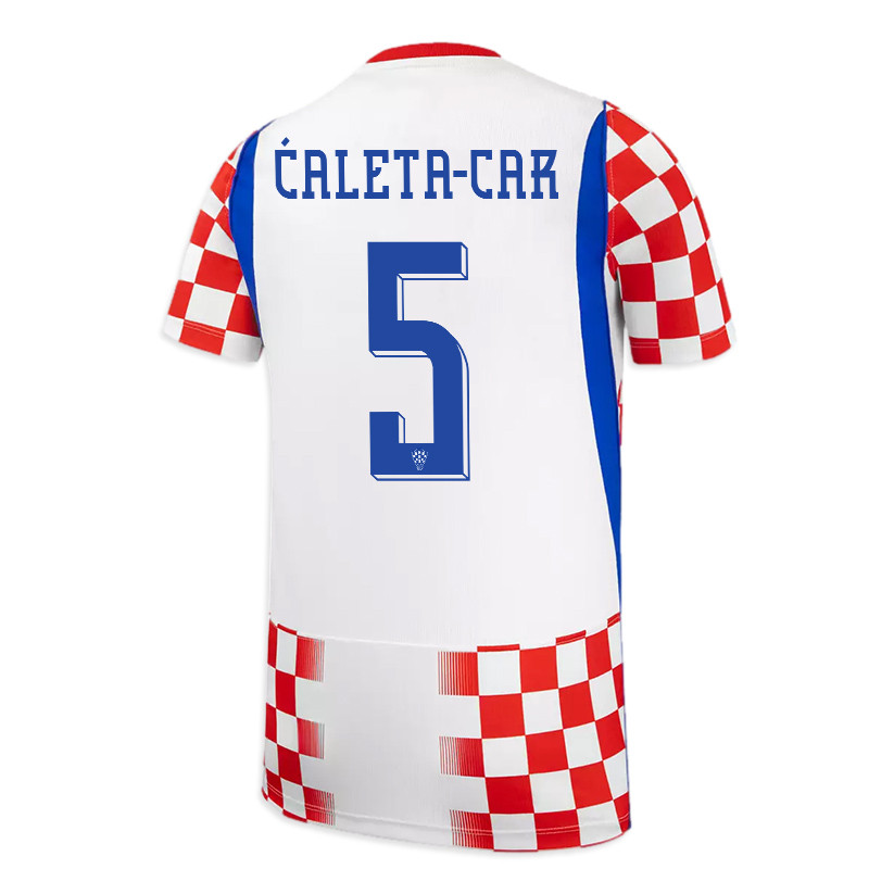 Duje Ćaleta-Car 5 Youth Croatia National Team 2026 Home Jersey - White/ Red - Jersey Teams
