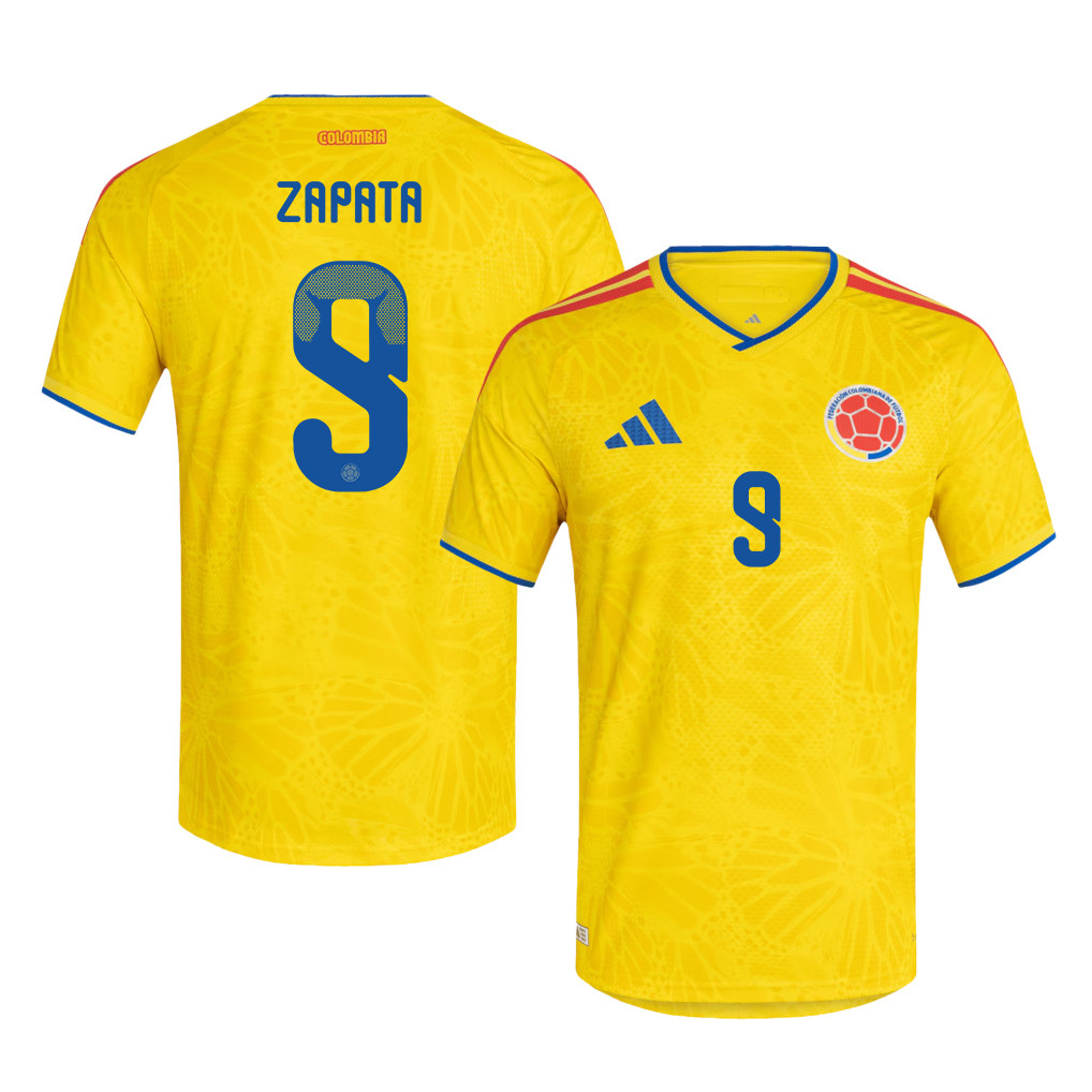 Duván Zapata 9 Colombia National Team 2026 Home Jersey - Yellow, Men - Jersey Teams