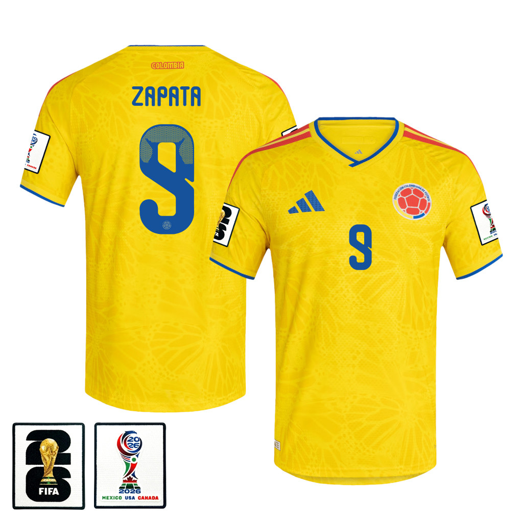 Duván Zapata 9 Colombia National Team 2026 x World Cup Patch Home Jersey - Yellow, Men - Jersey Teams