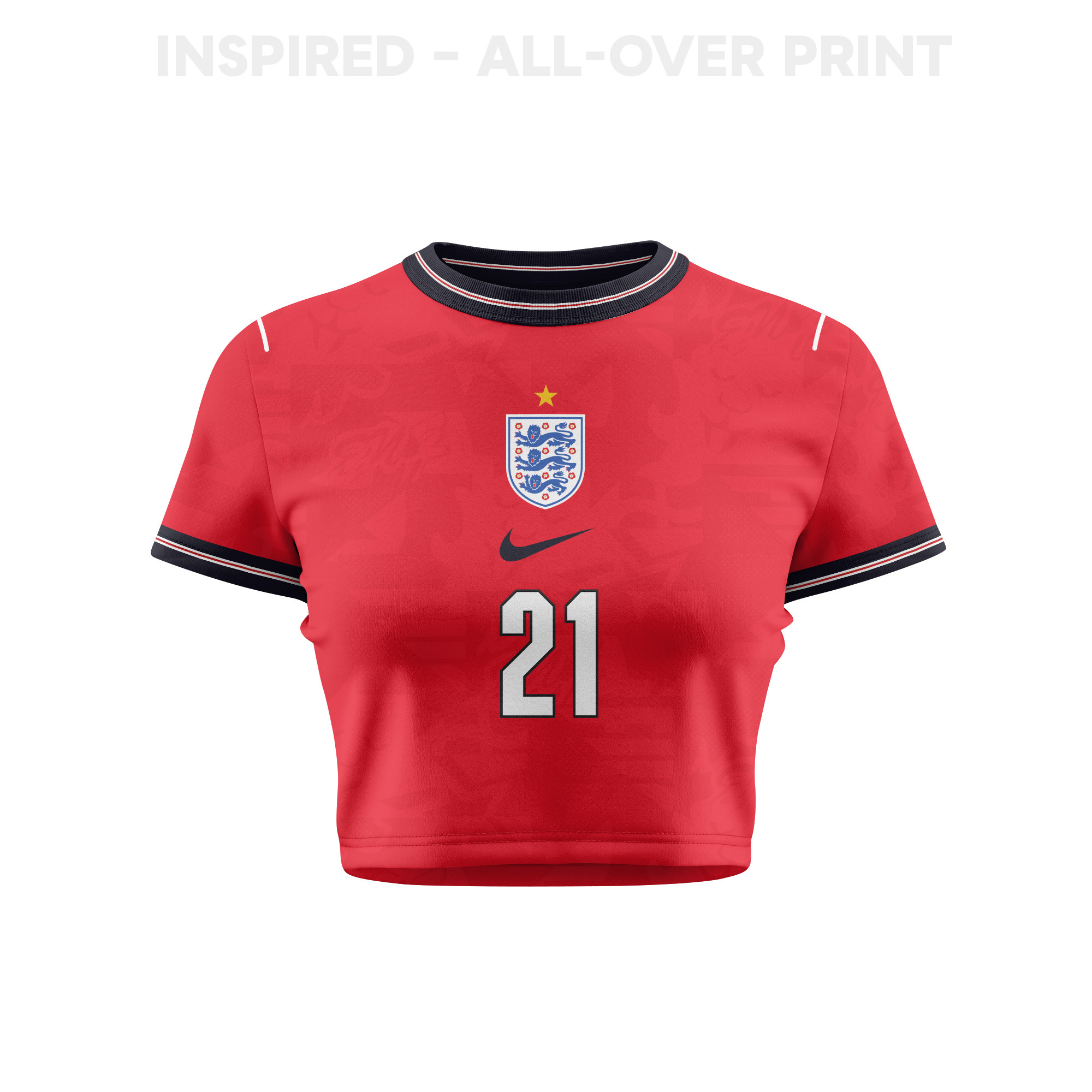 Eberechi Eze 21 England 2026 Women's Home All-Over Print Cropped Jersey - Red - Jersey Teams