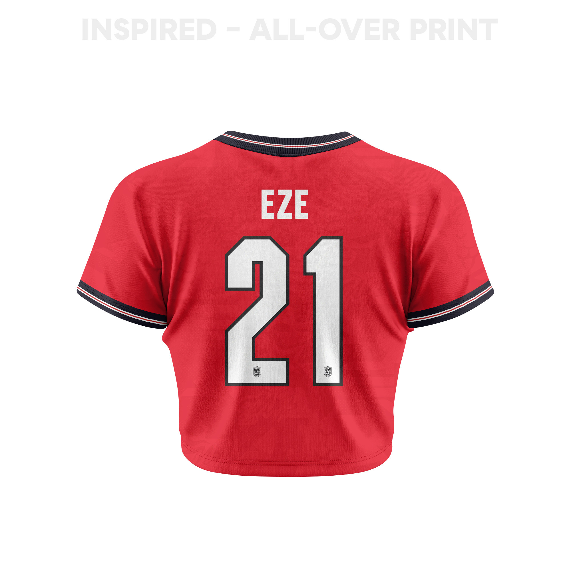 Eberechi Eze 21 England 2026 Women's Home All-Over Print Cropped Jersey - Red - Jersey Teams