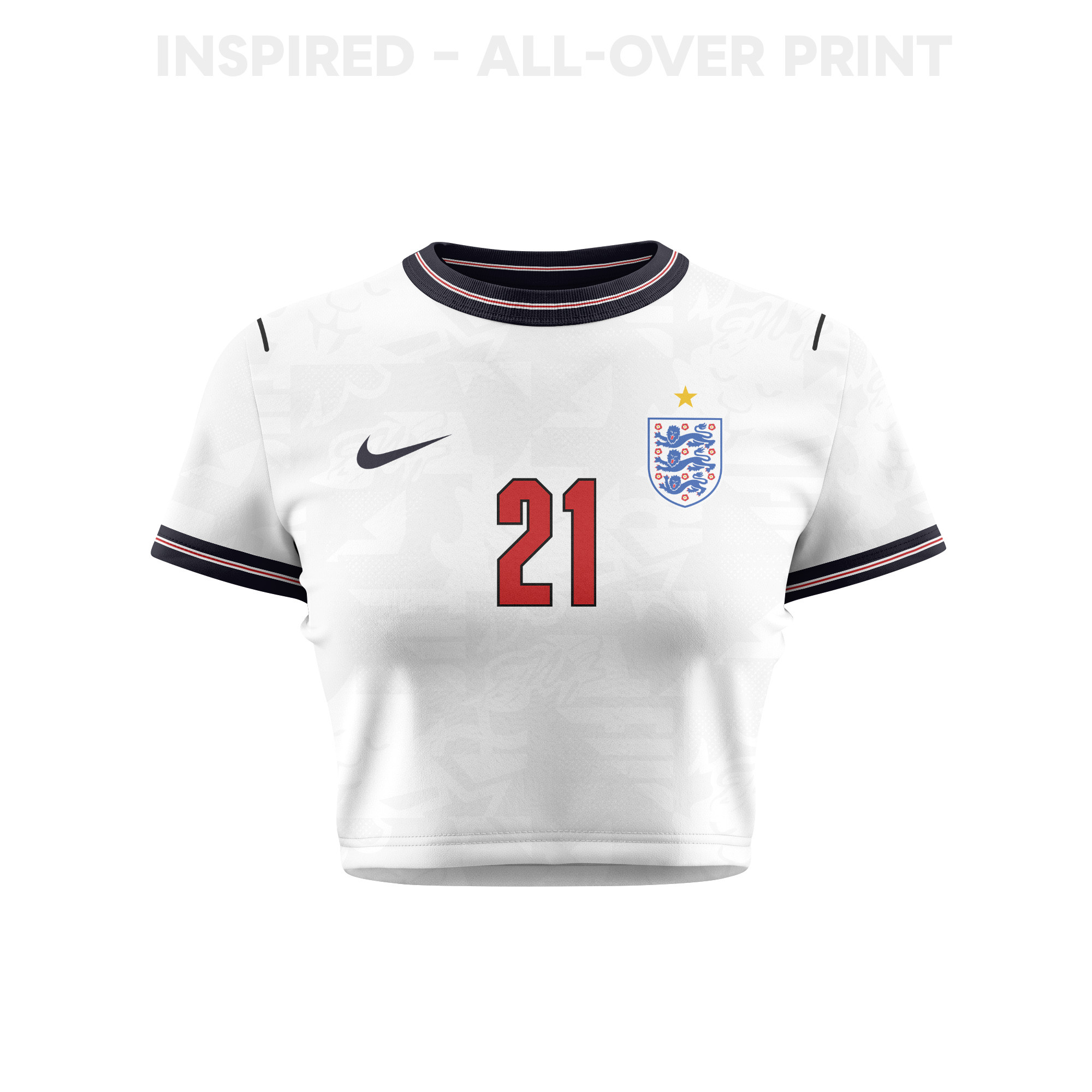 Eberechi Eze 21 England 2026 Women's Home All-Over Print Cropped Jersey - White - Jersey Teams