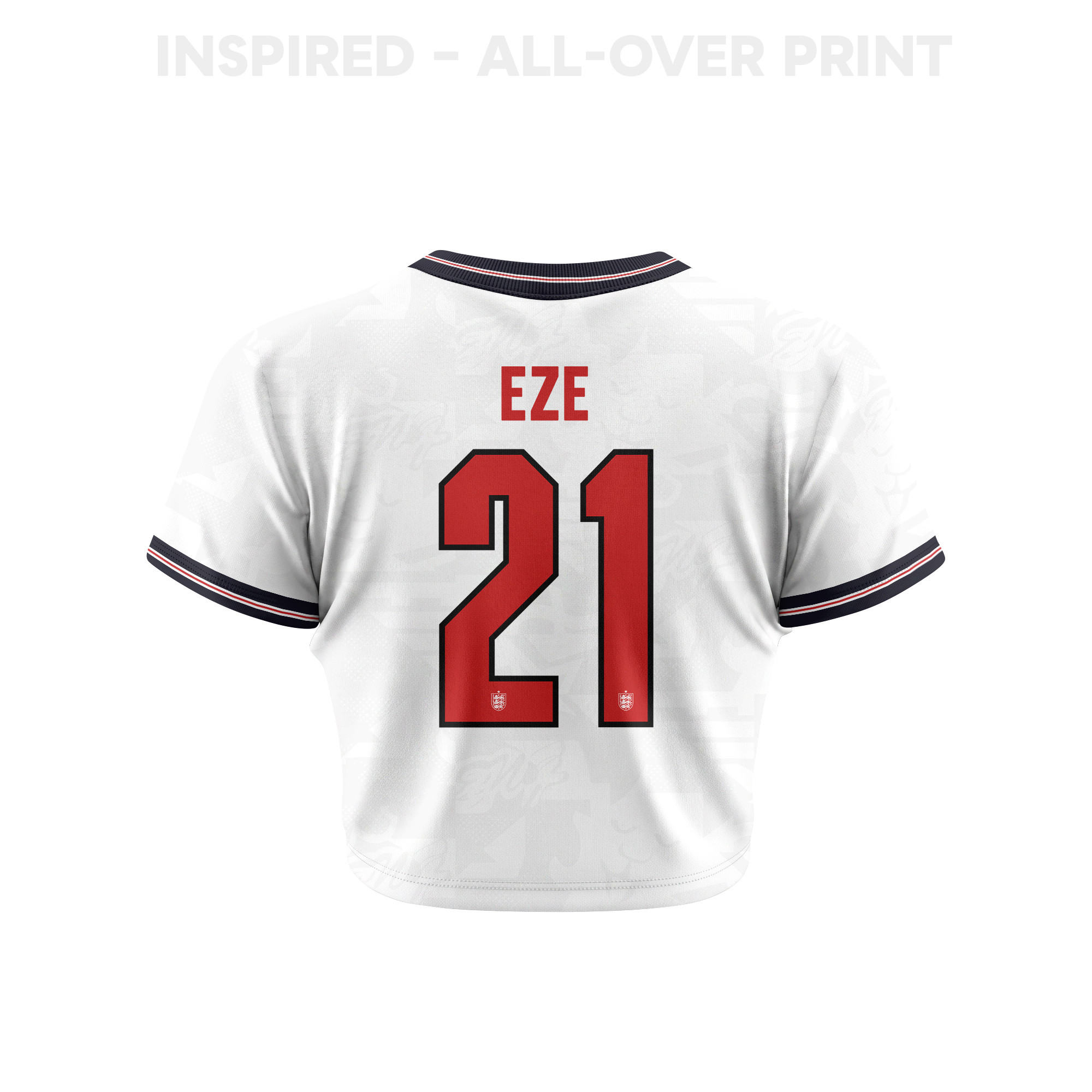 Eberechi Eze 21 England 2026 Women's Home All-Over Print Cropped Jersey - White - Jersey Teams