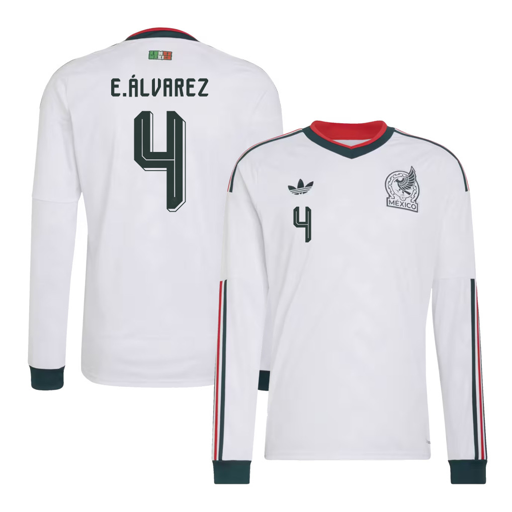 Edson Álvarez 4 Mexico National Team 2026 Away Long Sleeve Jersey - White - Jersey Teams