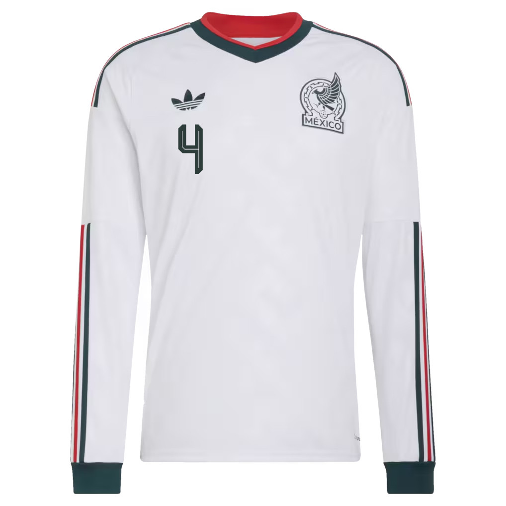Edson Álvarez 4 Mexico National Team 2026 Away Long Sleeve Jersey - White - Jersey Teams