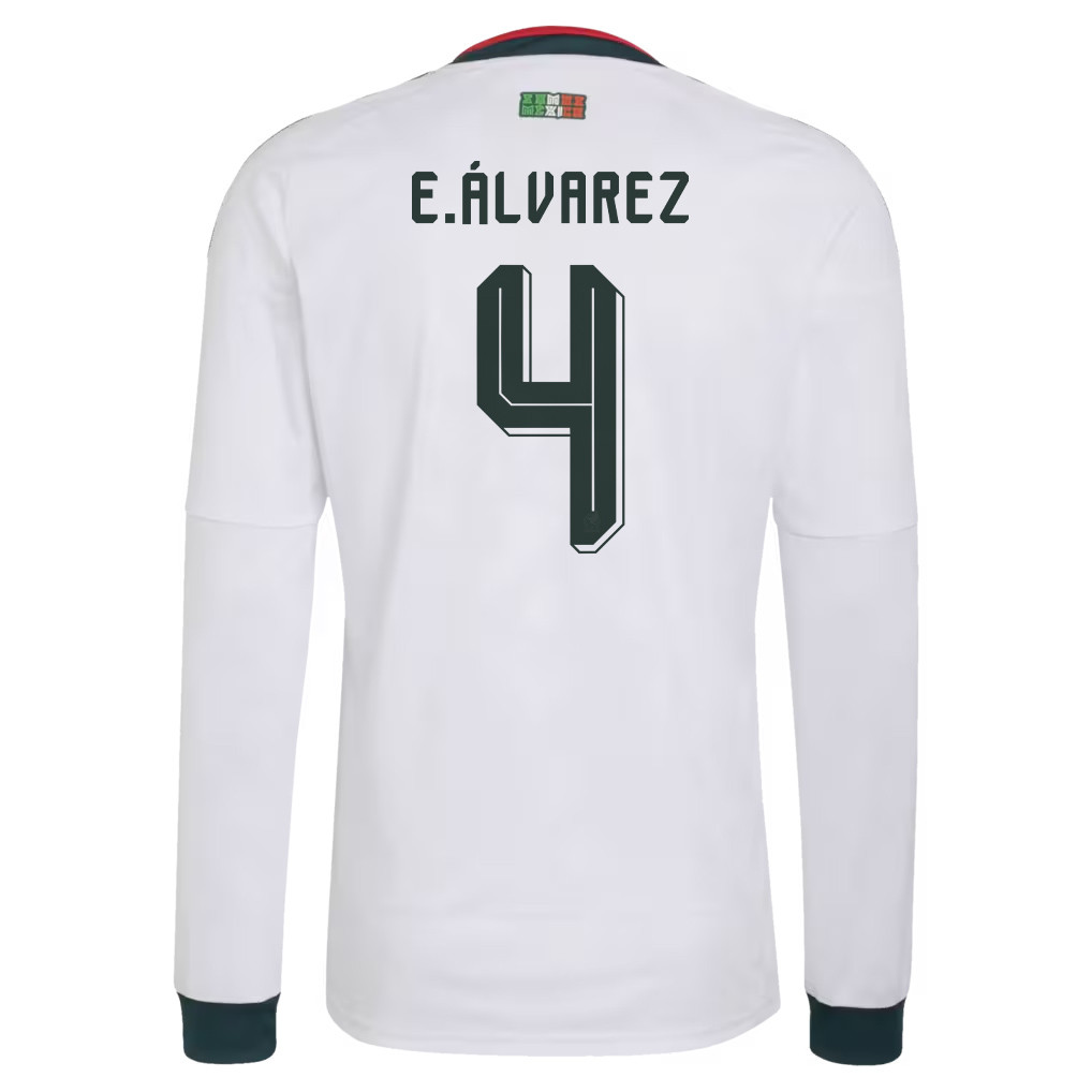 Edson Álvarez 4 Mexico National Team 2026 Away Long Sleeve Jersey - White - Jersey Teams