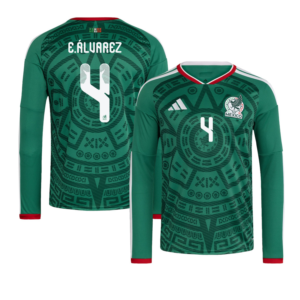 Edson Álvarez 4 Mexico National Team 2026 Home Long Sleeve Jersey - Green - Jersey Teams