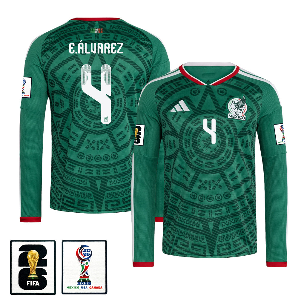 Edson Álvarez 4 Mexico National Team 2026 Home Long Sleeve Jersey - Green - Jersey Teams