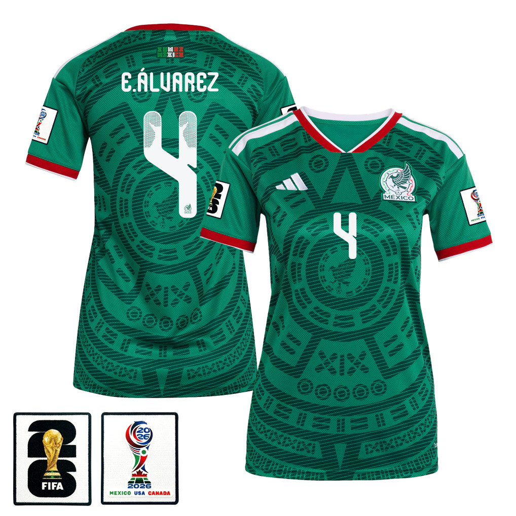 Edson Álvarez 4 Women's Mexico National Team 2026 Home Jersey - Green - Jersey Teams