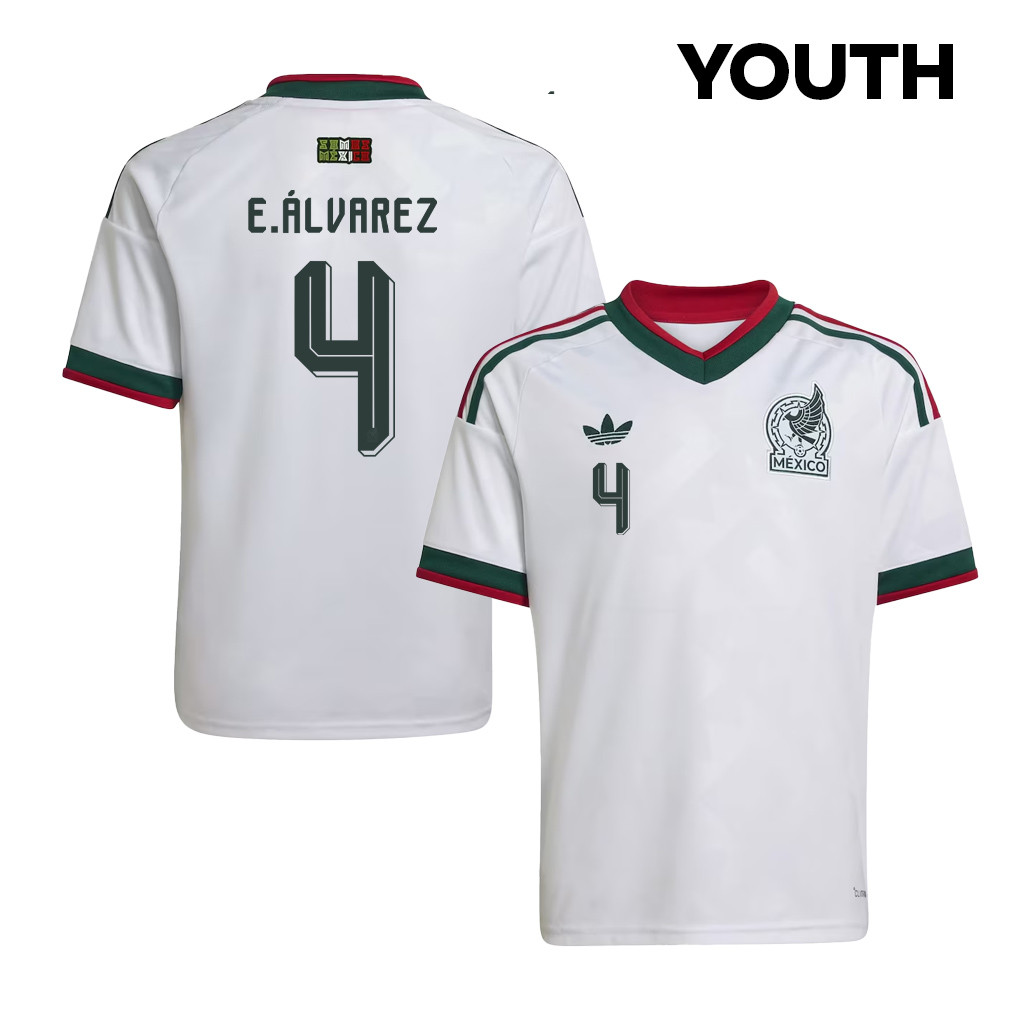 Edson Álvarez 4 Youth Mexico National Team 2026 Away Jersey - White - Jersey Teams