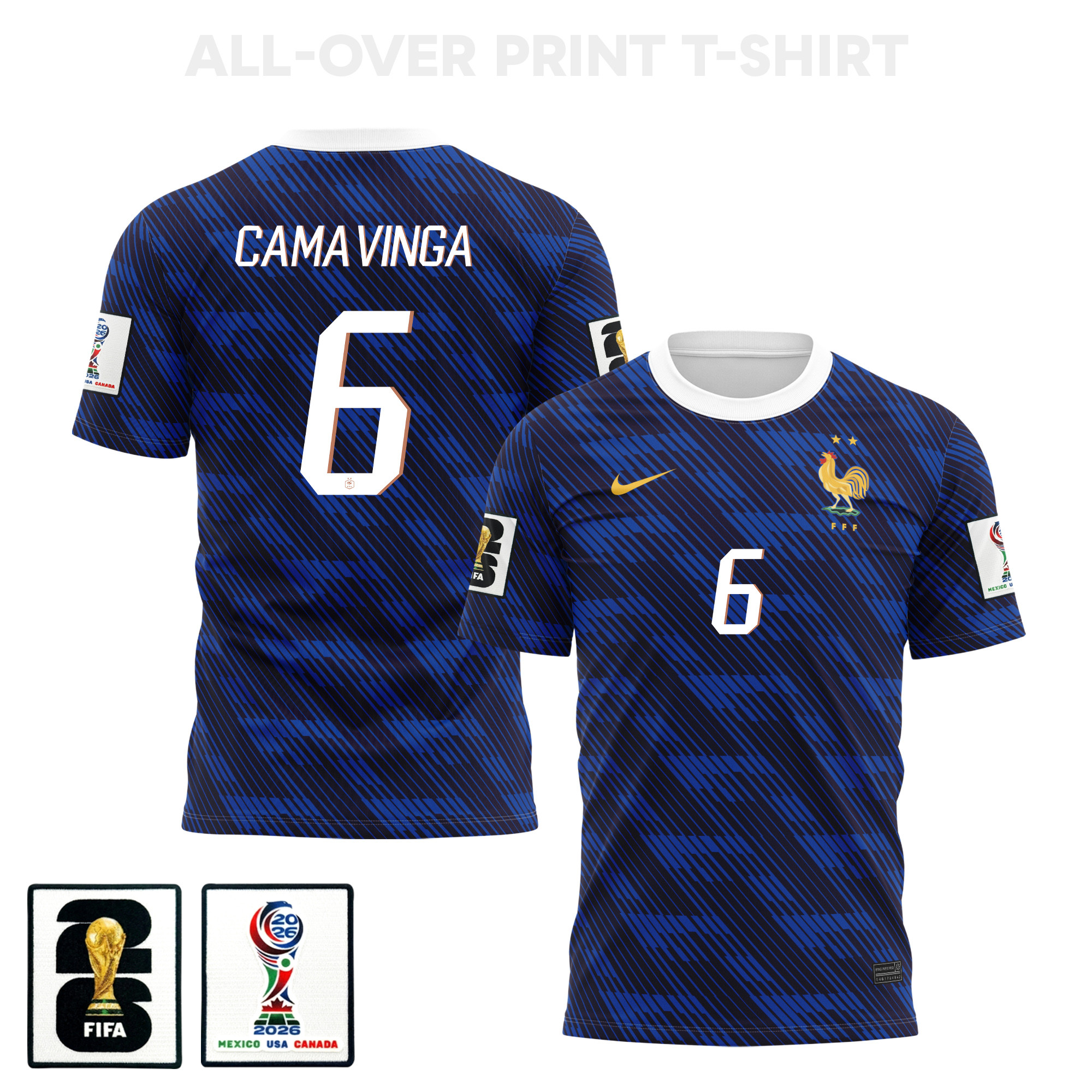 Eduardo Camavinga 6 France 2026 Home 3D T-Shirt Fully Printed – Unisex, Blue - Jersey Teams