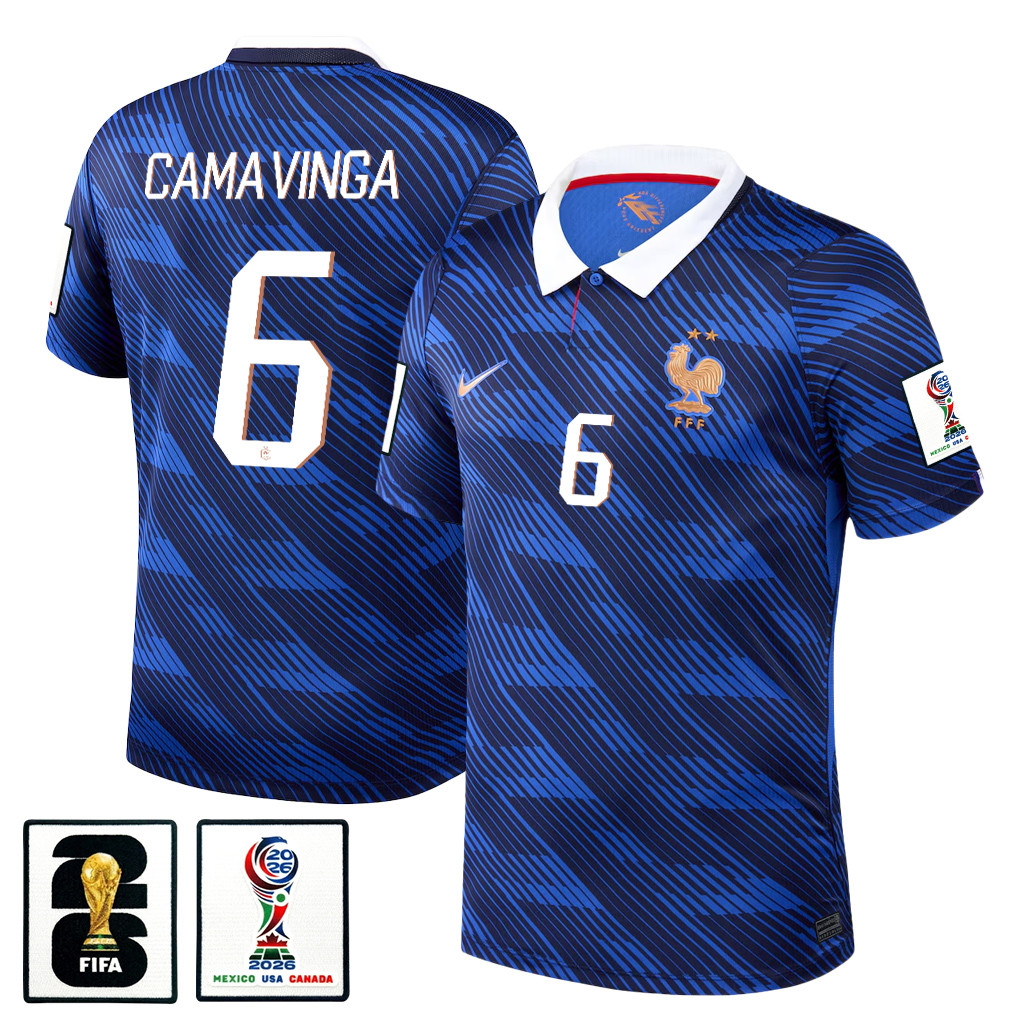 Eduardo Camavinga 6 France National Team 2026 x World Cup Patch Home Jersey - Blue, Men - Jersey Teams