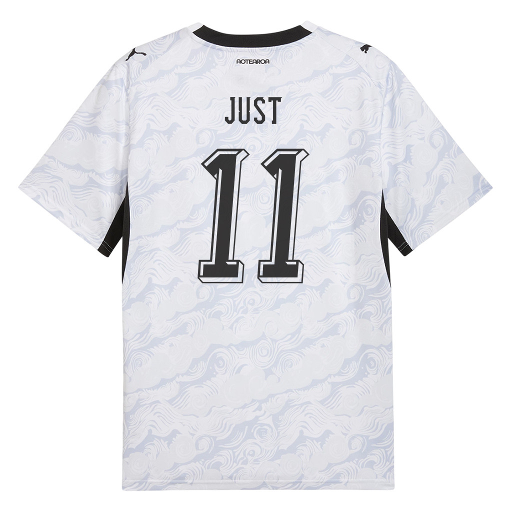Elijah Just 11 New Zealand National Team 2026 Away Jersey - White, Men - Jersey Teams