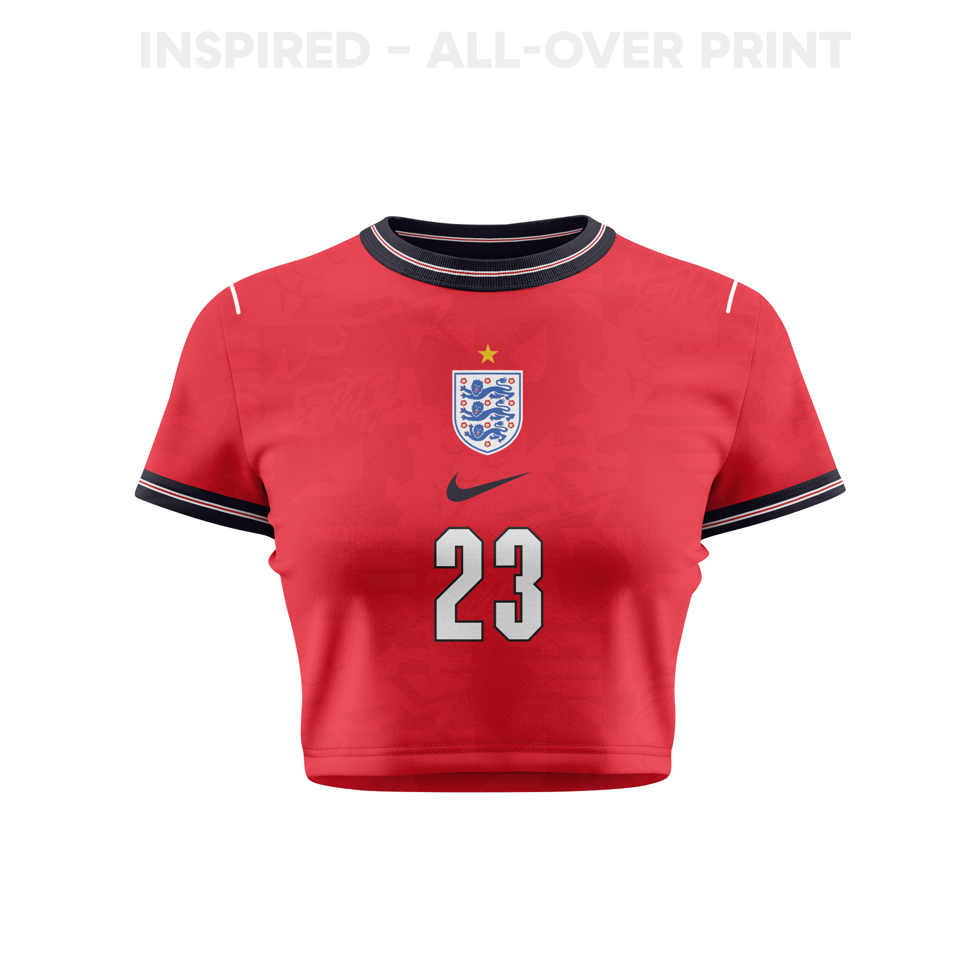 Elliot Anderson 23 England 2026 Women's Home All-Over Print Cropped Jersey - Red - Jersey Teams