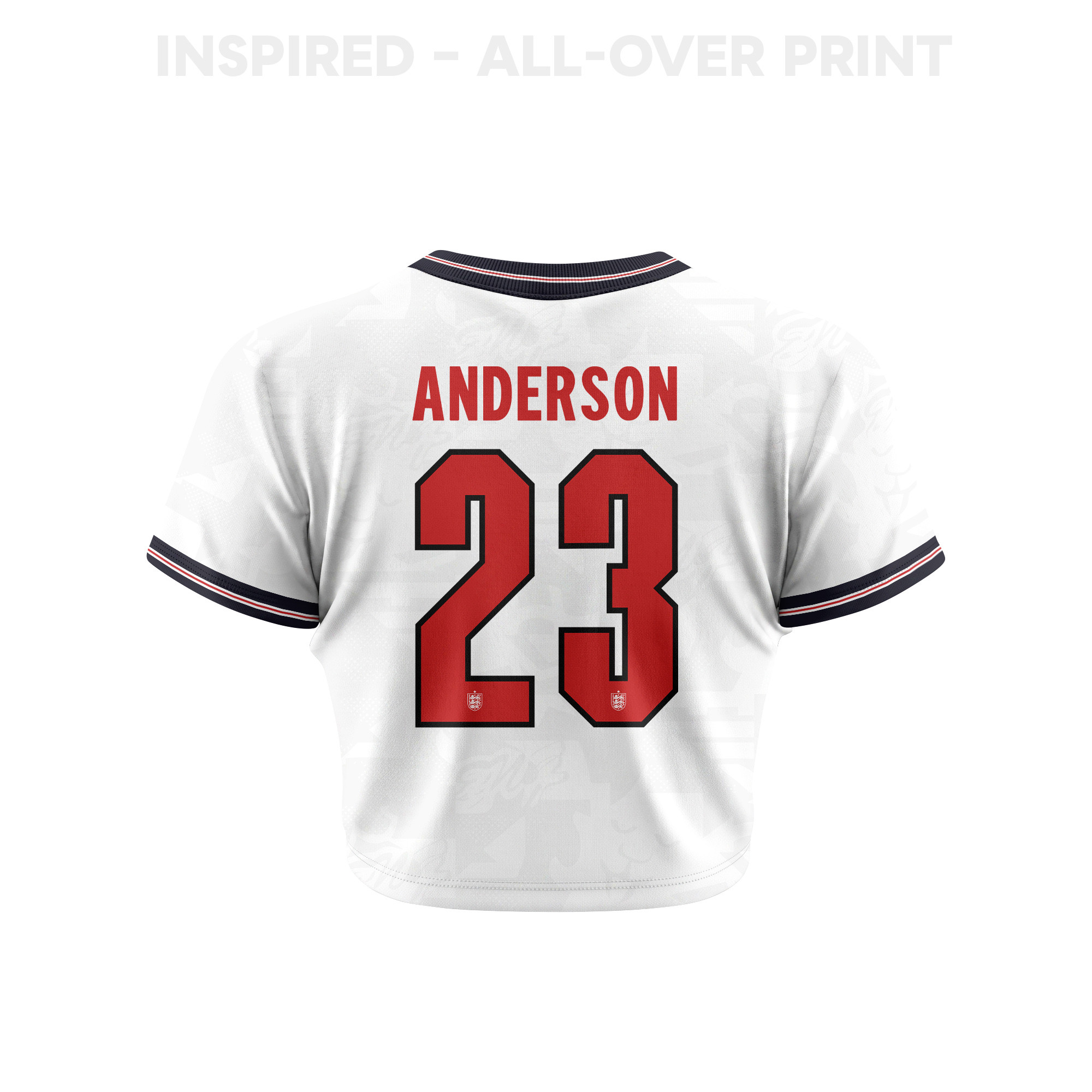 Elliot Anderson 23 England 2026 Women's Home All-Over Print Cropped Jersey - White - Jersey Teams